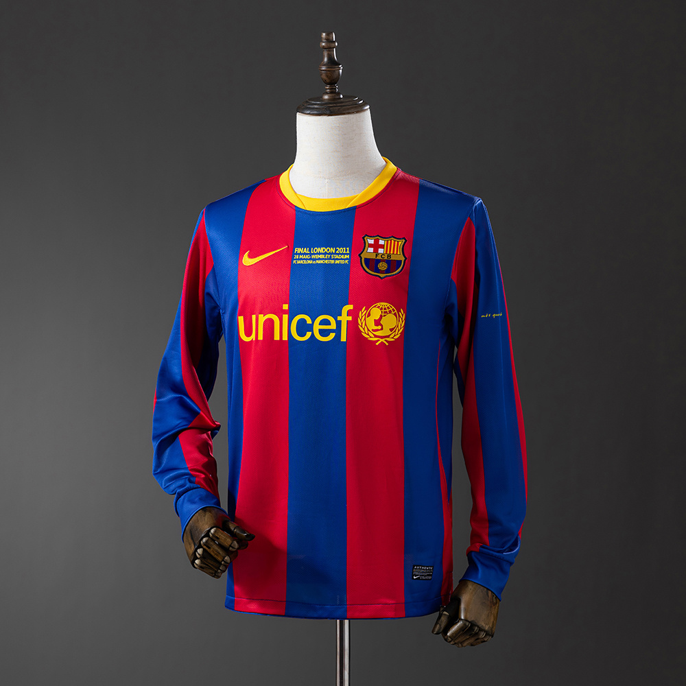 Barcelona 2010 2011 Home Retro Long Sleeve Football Jersey